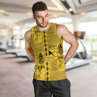 Papua New Guinea Heritage Motif Men Tank Top Yellow Version LT05 Yellow - Polynesian Pride