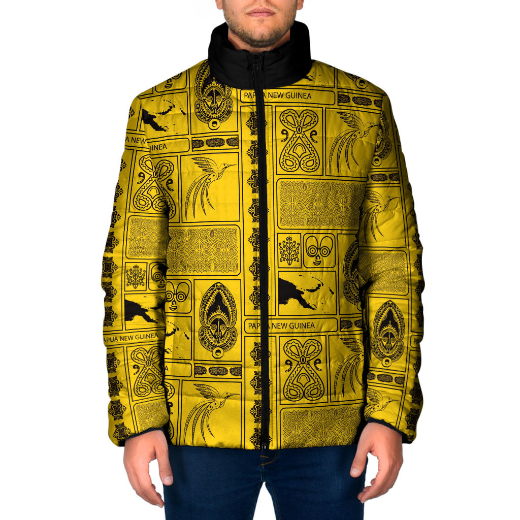 Papua New Guinea Heritage Motif Padded Jacket Yellow Version LT05 Men Yellow - Polynesian Pride