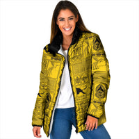Papua New Guinea Heritage Motif Padded Jacket Yellow Version LT05 Women Yellow - Polynesian Pride