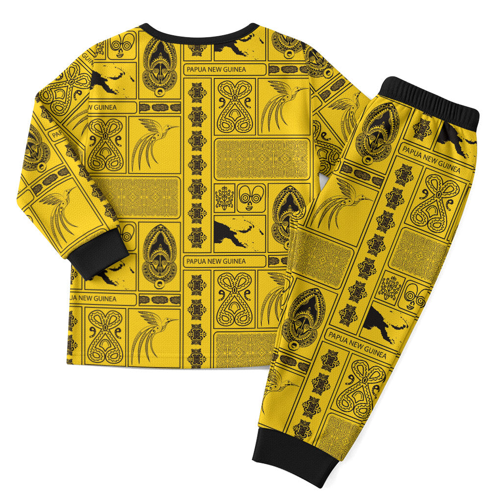 Papua New Guinea Heritage Motif Christmas Pajama Set Yellow Version LT05 - Polynesian Pride