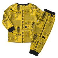 Papua New Guinea Heritage Motif Christmas Pajama Set Yellow Version LT05 - Polynesian Pride