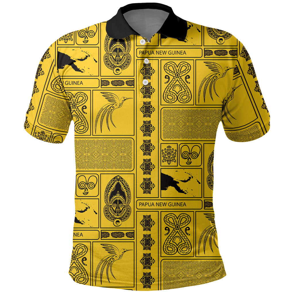 Papua New Guinea Heritage Motif Polo Shirt Yellow Version