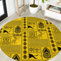 Papua New Guinea Heritage Motif Round Carpet Yellow Version LT05 Yellow - Polynesian Pride