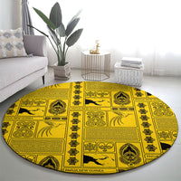 Papua New Guinea Heritage Motif Round Carpet Yellow Version LT05 - Polynesian Pride
