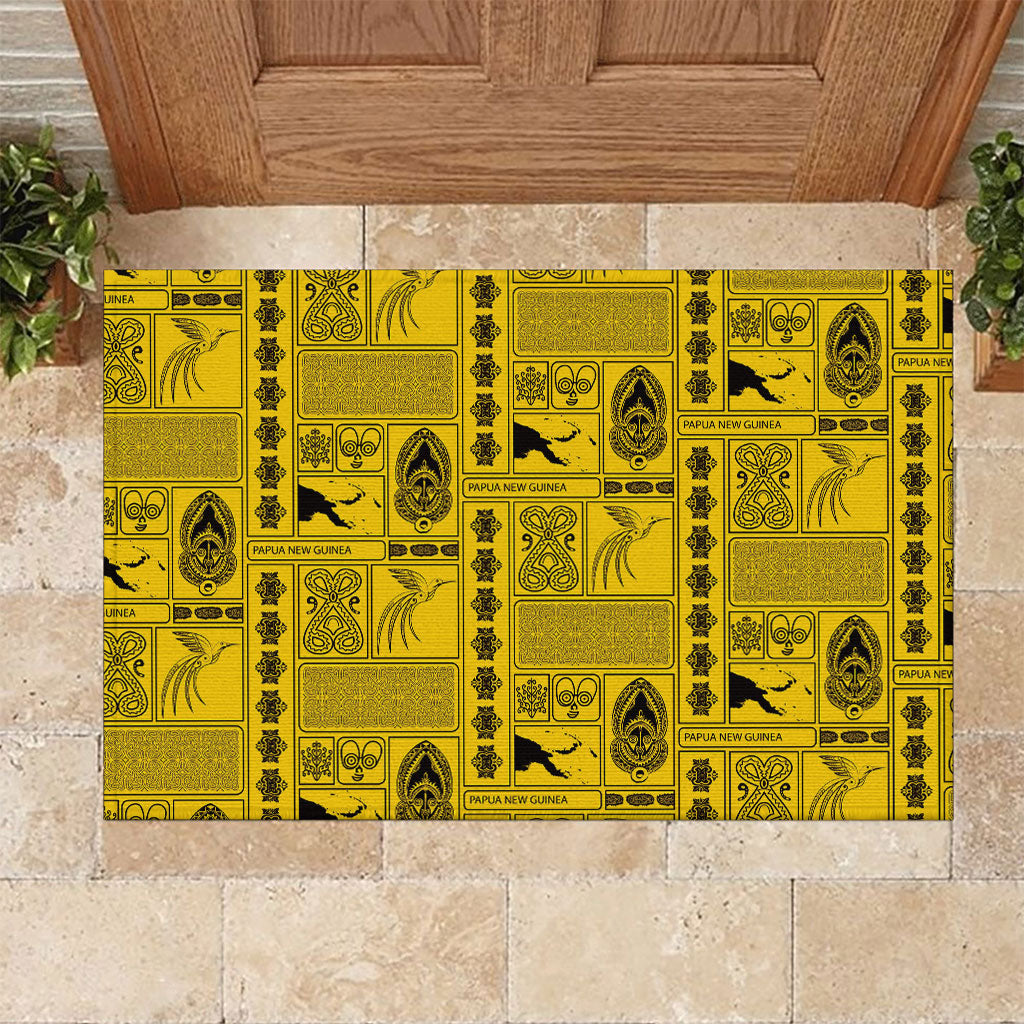 Papua New Guinea Heritage Motif Rubber Doormat Yellow Version