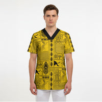 Papua New Guinea Heritage Motif Scrub Top Yellow Version LT05 - Polynesian Pride