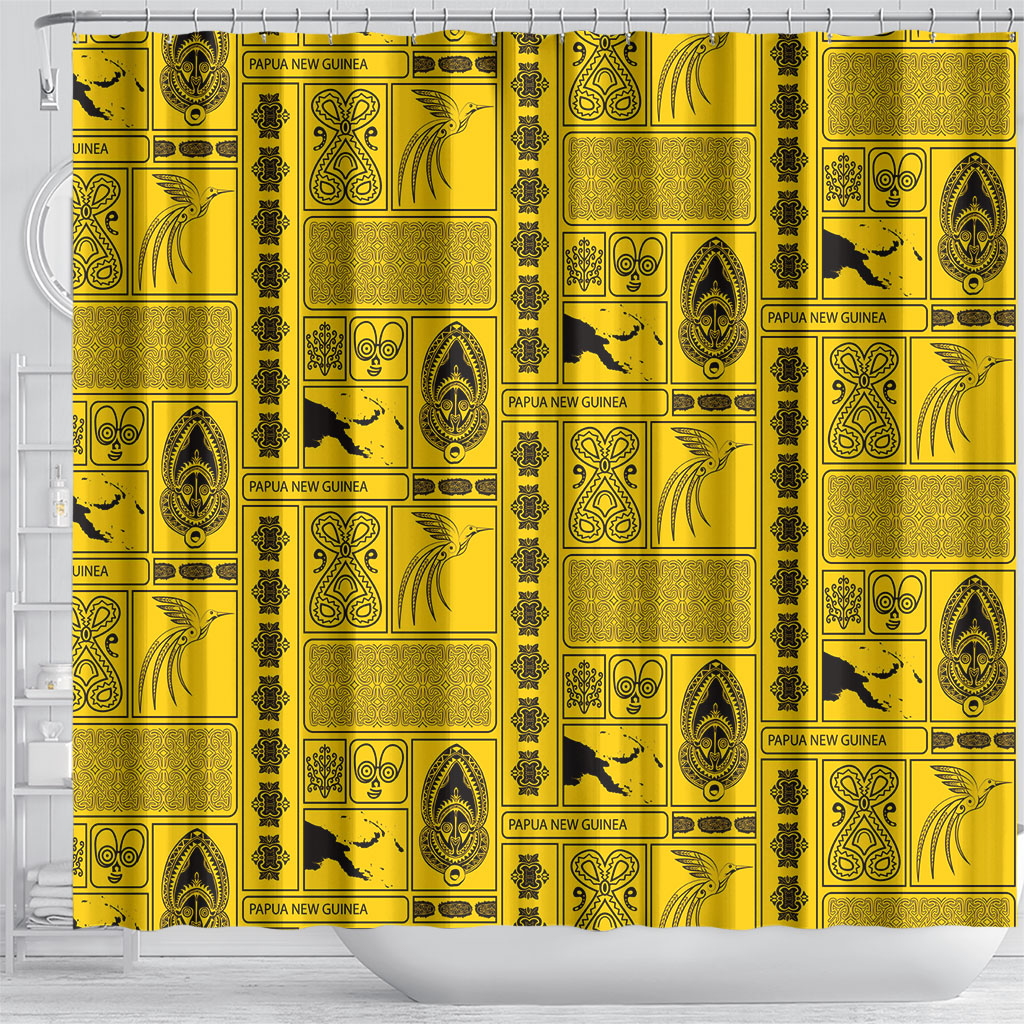 Papua New Guinea Heritage Motif Shower Curtain Yellow Version LT05 - Polynesian Pride