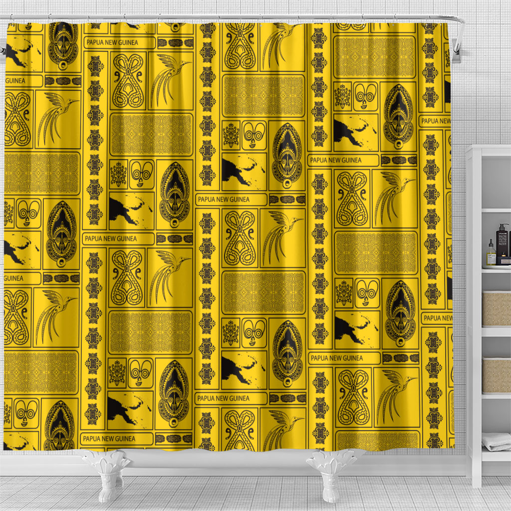 Papua New Guinea Heritage Motif Shower Curtain Yellow Version LT05 - Polynesian Pride