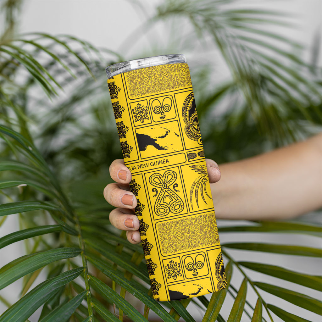 Papua New Guinea Heritage Motif Skinny Tumbler Yellow Version LT05 - Polynesian Pride
