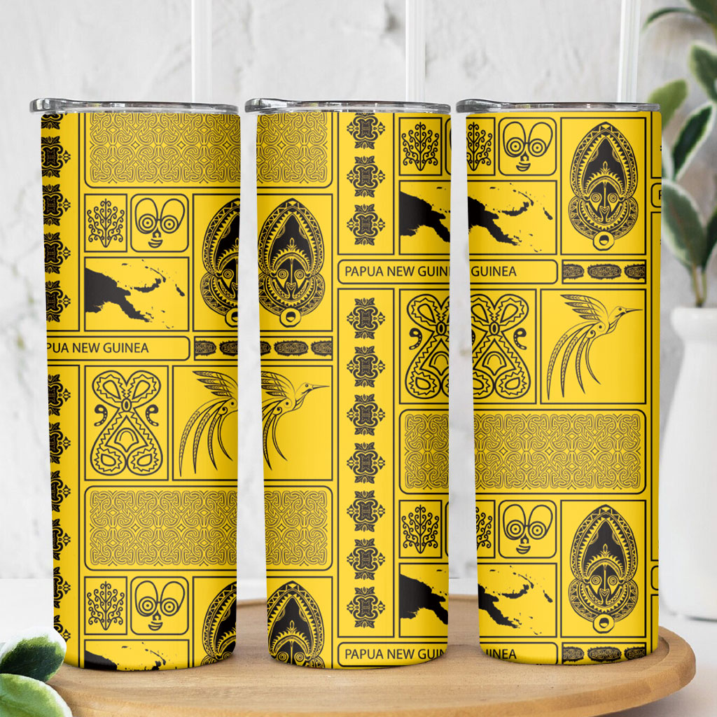 Papua New Guinea Heritage Motif Skinny Tumbler Yellow Version LT05 - Polynesian Pride
