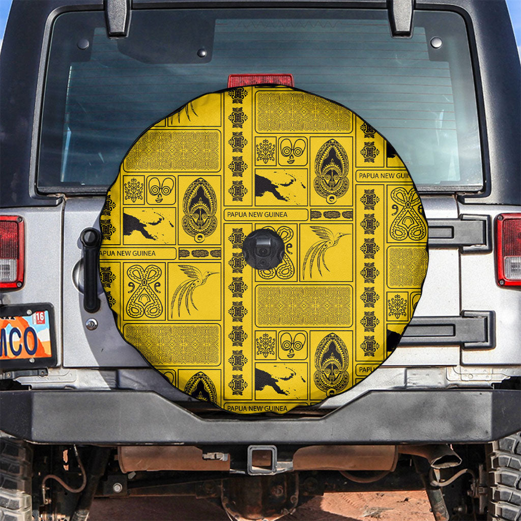Papua New Guinea Heritage Motif Spare Tire Cover Yellow Version LT05 Yellow - Polynesian Pride