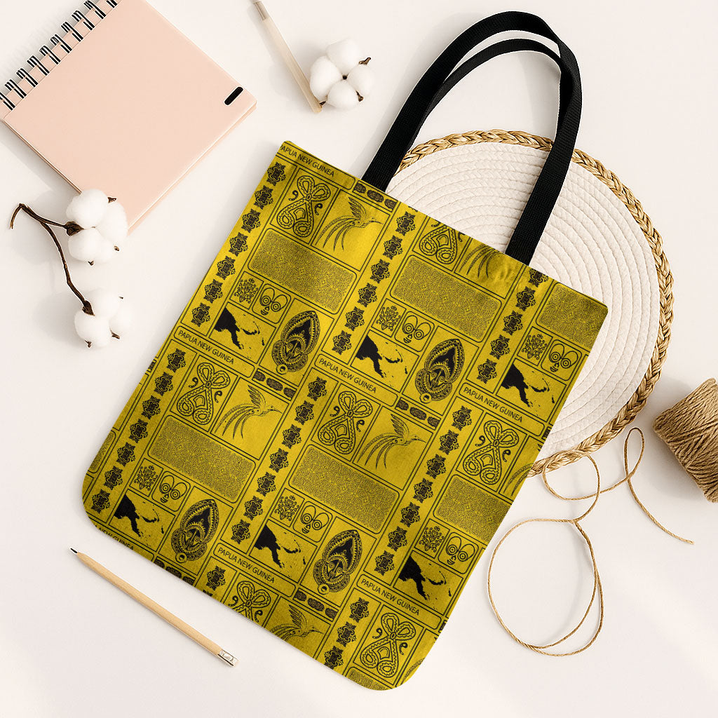 Papua New Guinea Heritage Motif Tote Bag Yellow Version