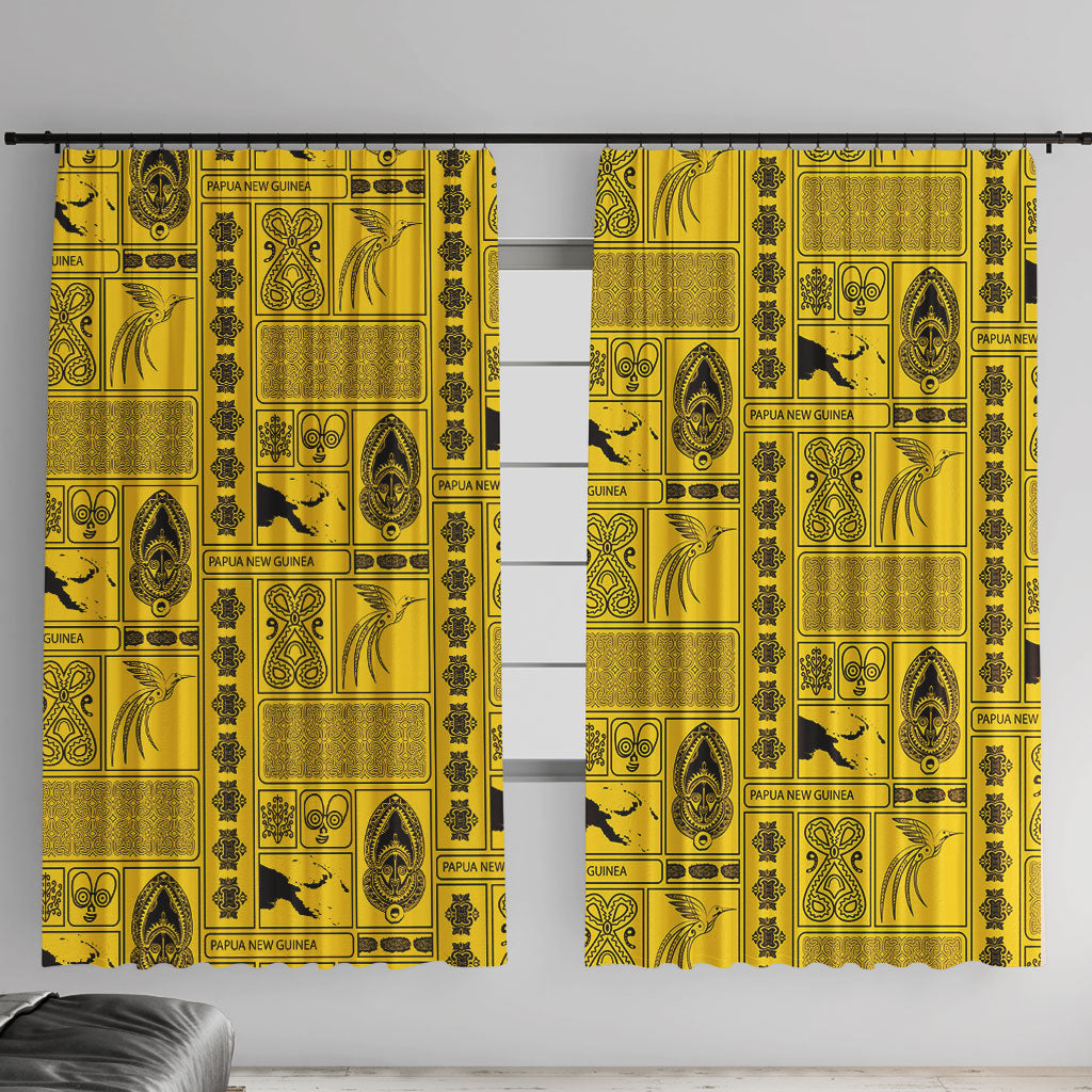 Papua New Guinea Heritage Motif Window Curtain Yellow Version