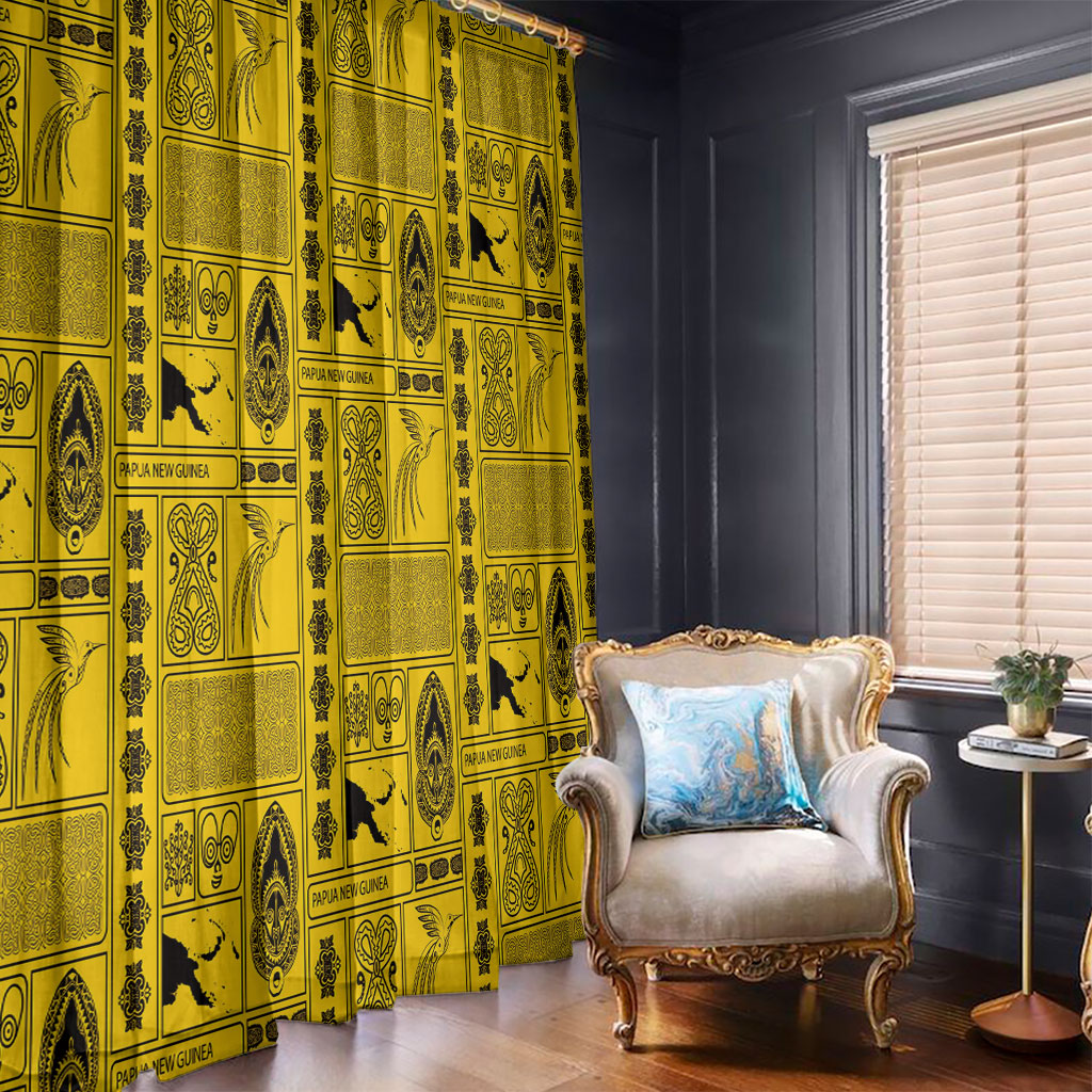 Papua New Guinea Heritage Motif Window Curtain Yellow Version