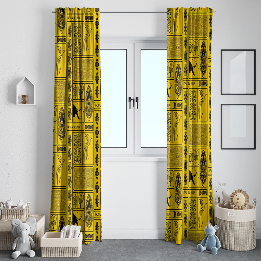 Papua New Guinea Heritage Motif Window Curtain Yellow Version