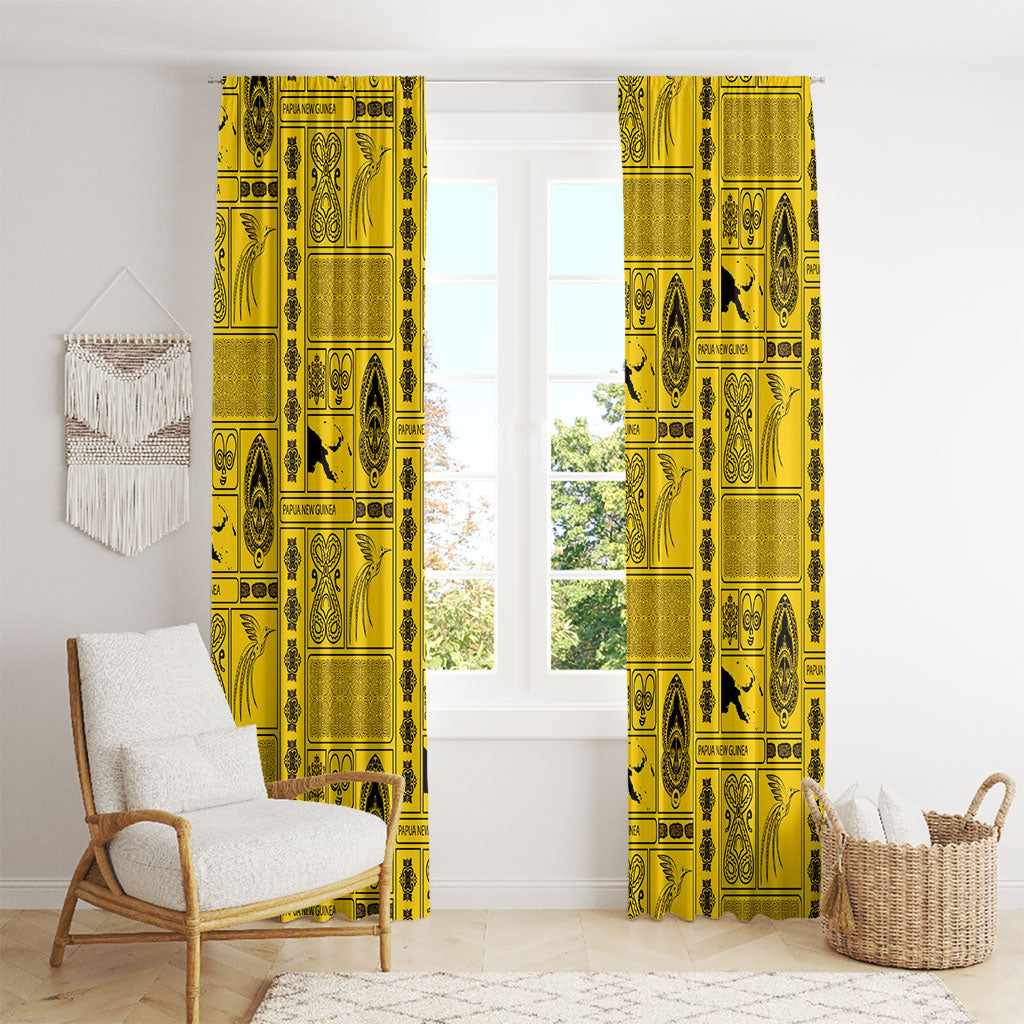 Papua New Guinea Heritage Motif Window Curtain Yellow Version