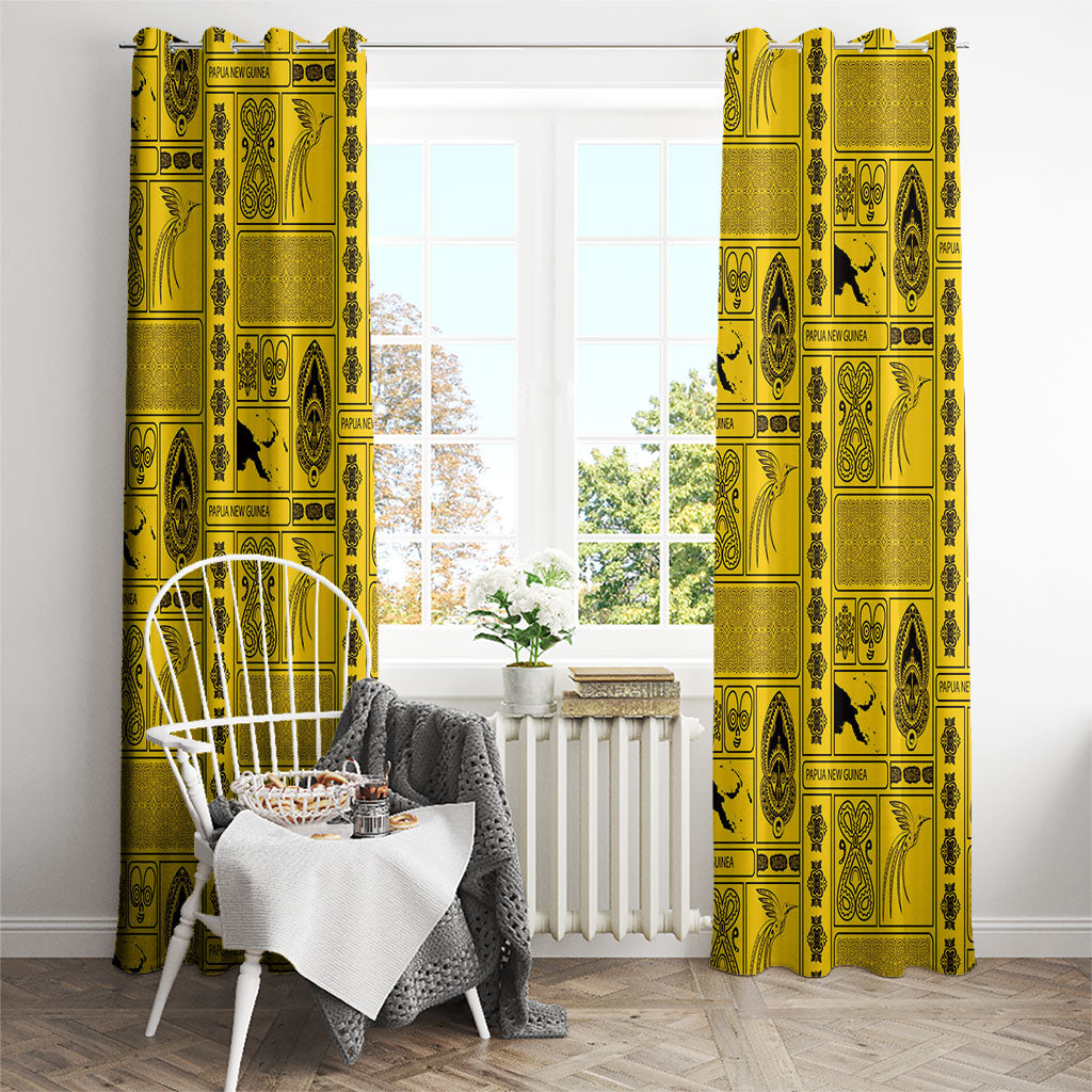 Papua New Guinea Heritage Motif Window Curtain Yellow Version