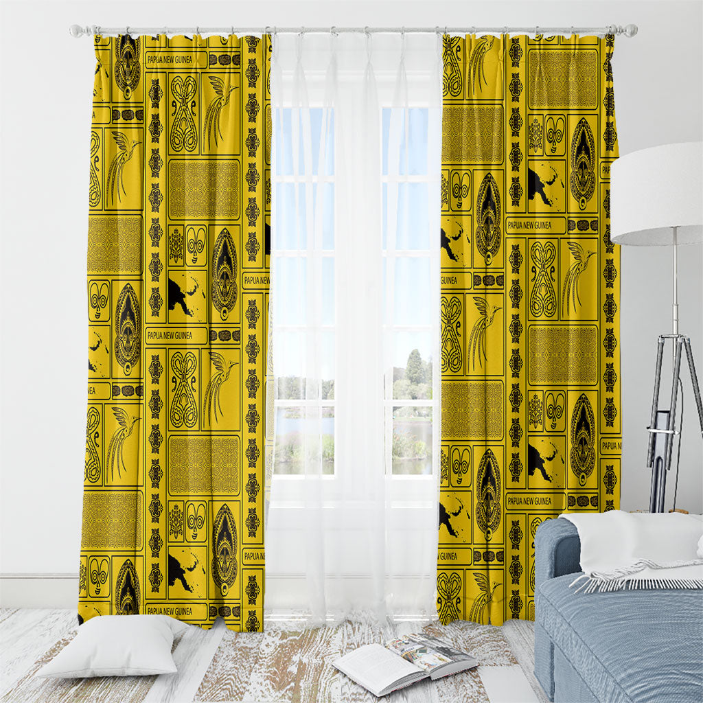Papua New Guinea Heritage Motif Window Curtain Yellow Version