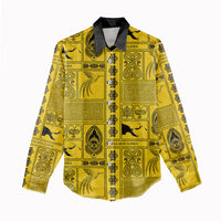 Papua New Guinea Heritage Motif Women Casual Shirt Yellow Version LT05 - Polynesian Pride