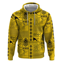 Papua New Guinea Heritage Motif Zip Hoodie Yellow Version LT05 Pullover Hoodie Yellow - Polynesian Pride