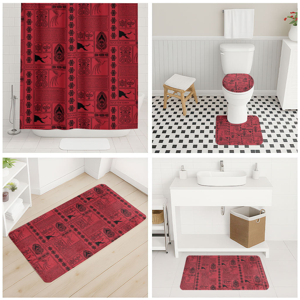 Papua New Guinea Heritage Motif Bathroom Set Red Version LT05 - Polynesian Pride