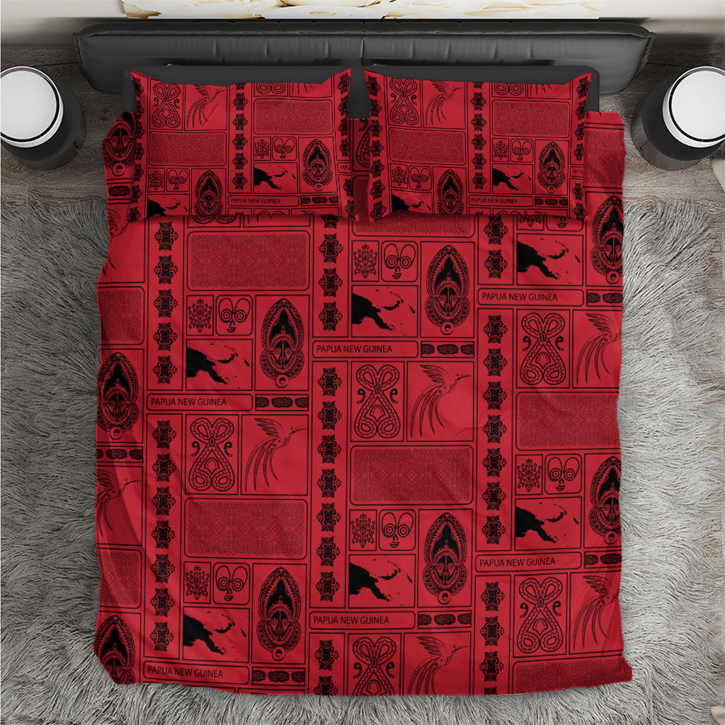 Papua New Guinea Heritage Motif Bedding Set Red Version LT05 Red - Polynesian Pride