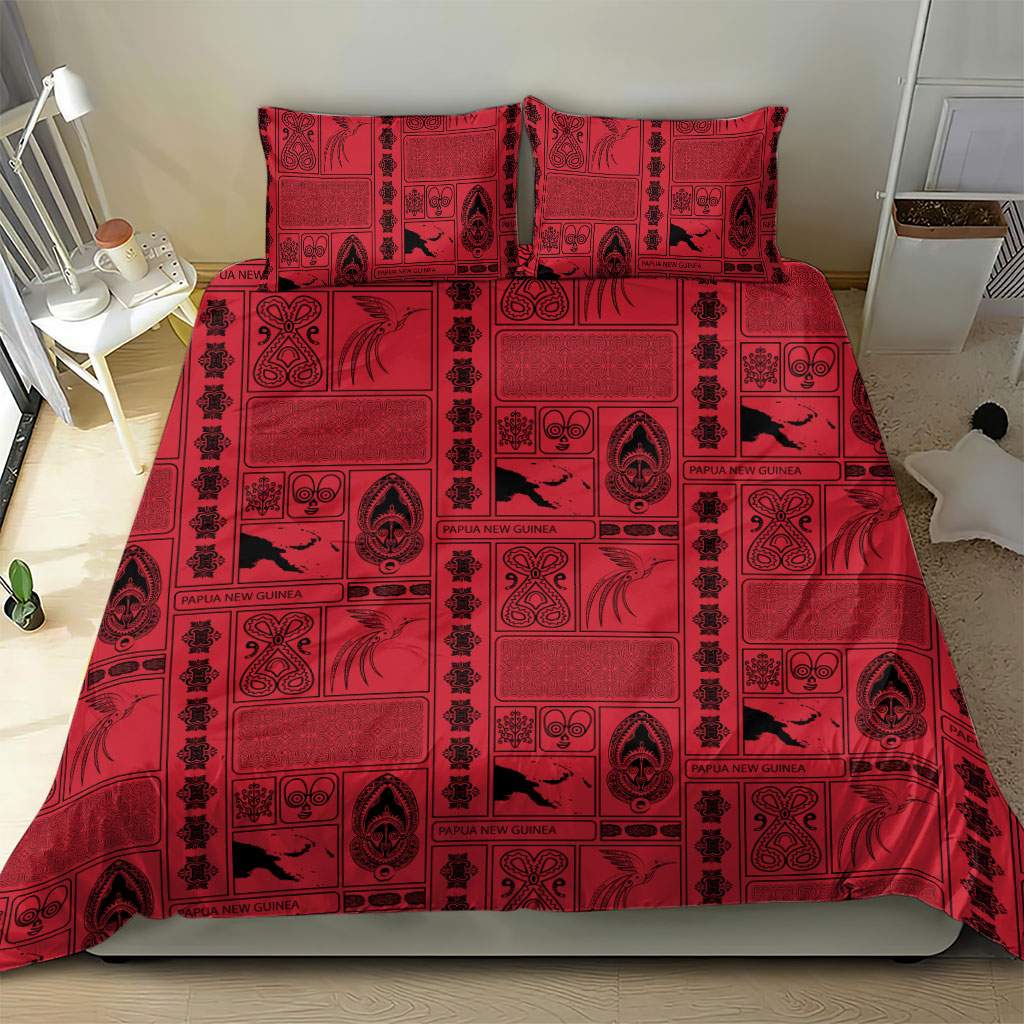 Papua New Guinea Heritage Motif Bedding Set Red Version LT05 - Polynesian Pride
