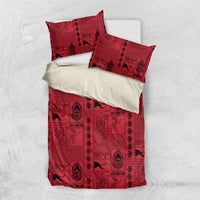 Papua New Guinea Heritage Motif Bedding Set Red Version LT05 US Twin 172cm x 218cm Red - Polynesian Pride
