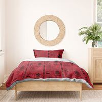 Papua New Guinea Heritage Motif Bedding Set Red Version LT05 - Polynesian Pride
