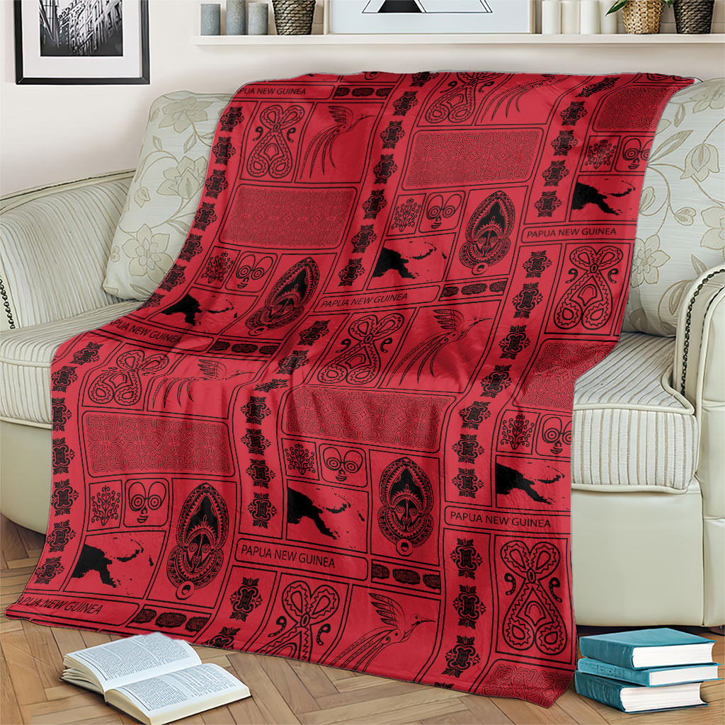 Papua New Guinea Heritage Motif Blanket Red Version