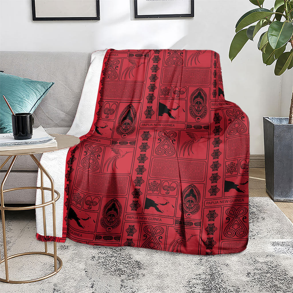 Papua New Guinea Heritage Motif Blanket Red Version