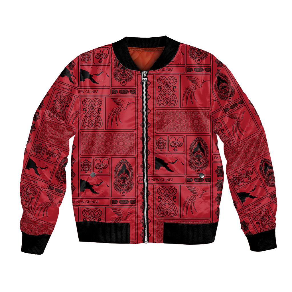 Papua New Guinea Heritage Motif Bomber Jacket Red Version
