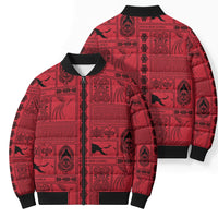 Papua New Guinea Heritage Motif Bomber Puffer Jacket Red Version LT05 - Polynesian Pride