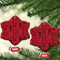 Papua New Guinea Heritage Motif Ceramic Ornament Red Version LT05 Snow Flake Red - Polynesian Pride