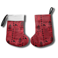 Papua New Guinea Heritage Motif Christmas Stocking Red Version LT05 - Polynesian Pride