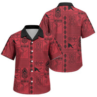 Papua New Guinea Heritage Motif Family Matching Off Shoulder Short Dress and Hawaiian Shirt Red Version LT05 Son's Shirt Red - Polynesian Pride
