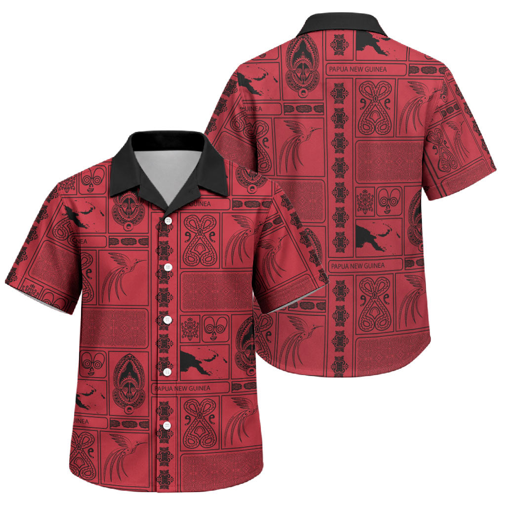 Papua New Guinea Heritage Motif Family Matching Summer Maxi Dress and Hawaiian Shirt Red Version LT05 Son's Shirt Red - Polynesian Pride