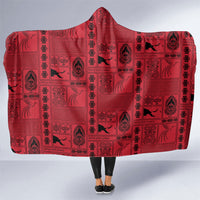 Papua New Guinea Heritage Motif Hooded Blanket Red Version LT05 One Size Red - Polynesian Pride