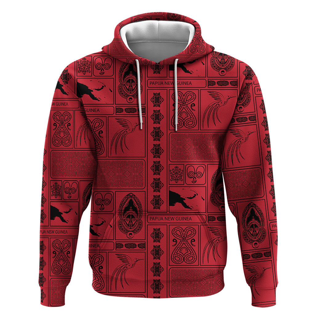 Papua New Guinea Heritage Motif Hoodie Red Version