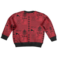 Papua New Guinea Heritage Motif Kid Ugly Christmas Sweater Red Version LT05 - Polynesian Pride