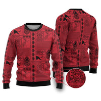 Papua New Guinea Heritage Motif Ugly Christmas Sweater Red Version LT05 Red - Polynesian Pride
