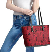 Papua New Guinea Heritage Motif Leather Tote Bag Red Version LT05 - Polynesian Pride