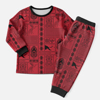 Papua New Guinea Heritage Motif Christmas Pajama Set Red Version LT05 Men Red - Polynesian Pride