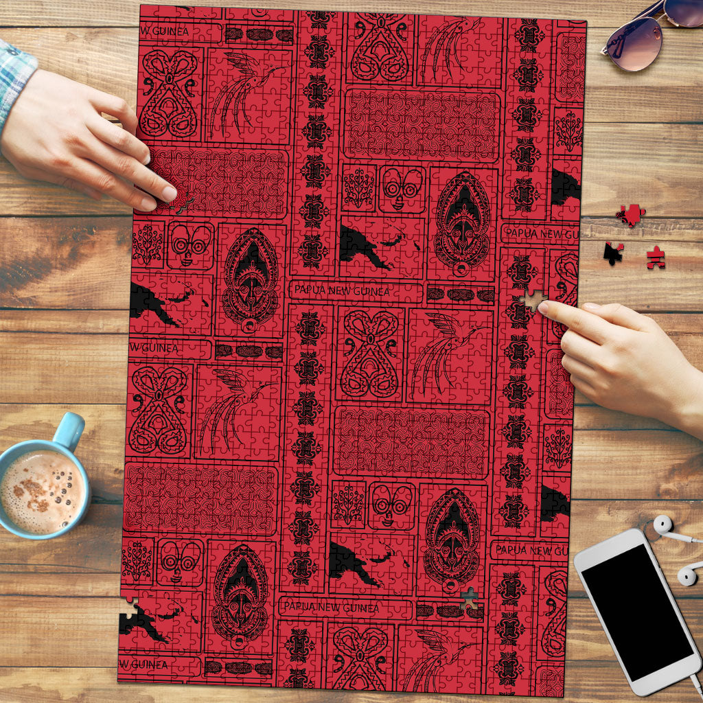 Papua New Guinea Heritage Motif Puzzle Red Version
