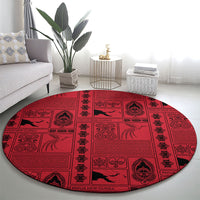 Papua New Guinea Heritage Motif Round Carpet Red Version LT05 - Polynesian Pride