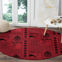Papua New Guinea Heritage Motif Round Carpet Red Version LT05 - Polynesian Pride