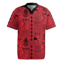 Papua New Guinea Heritage Motif Rugby Jersey Red Version LT05 Red - Polynesian Pride