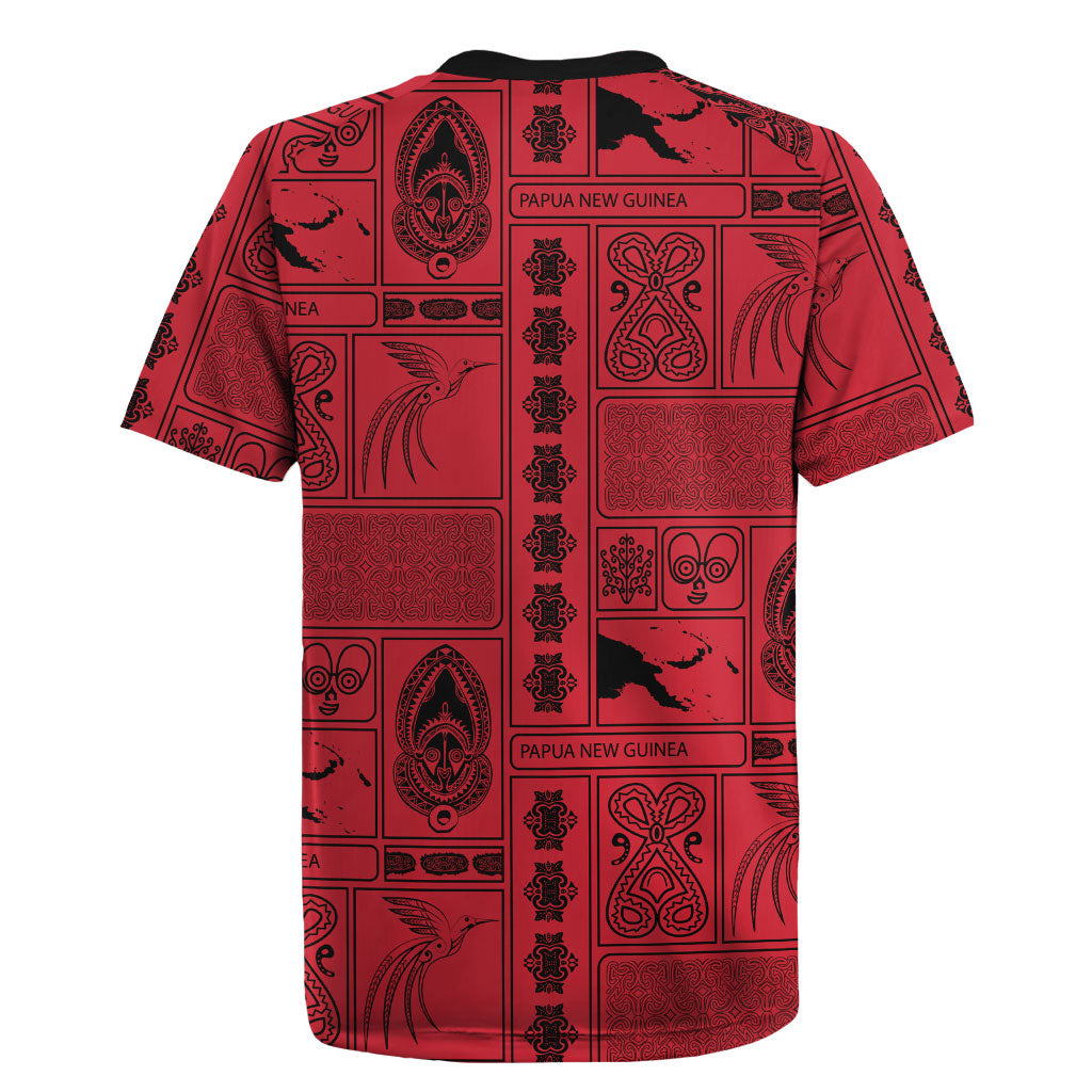 Papua New Guinea Heritage Motif Rugby Jersey Red Version LT05 - Polynesian Pride
