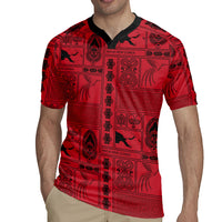 Papua New Guinea Heritage Motif Rugby Jersey Red Version LT05 - Polynesian Pride