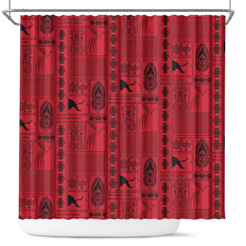 Papua New Guinea Heritage Motif Shower Curtain Red Version